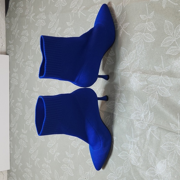 Blue High Heel Knit Boot - Picture 1 of 8